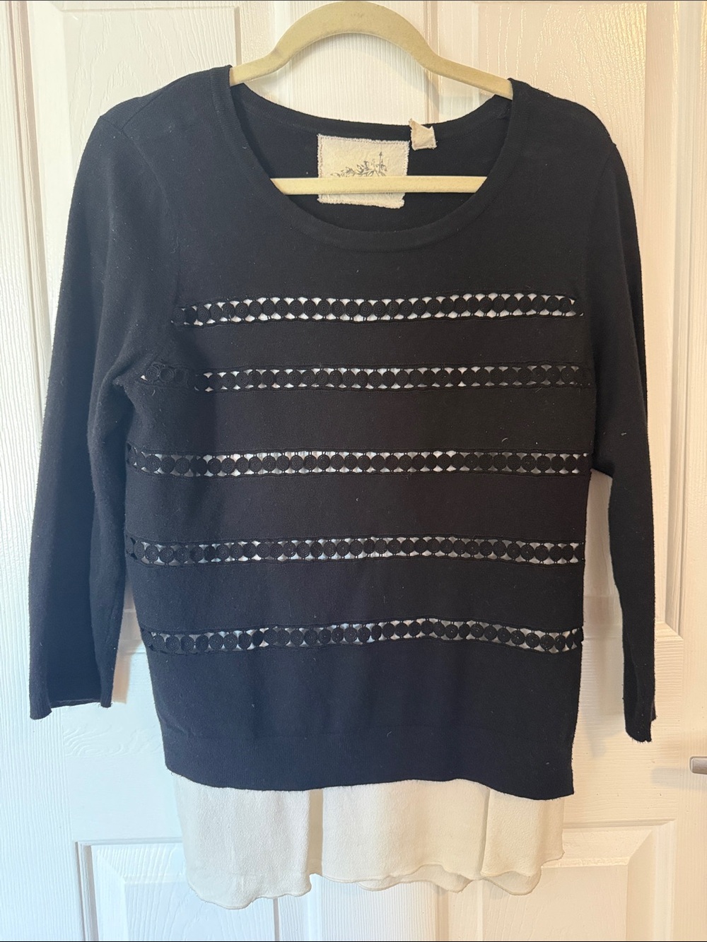 Angel Of The North Black Top with Cream Underlining Detail